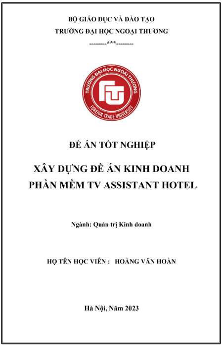 Đề án tốt nghiệp "Xây dựng đề án kinh doanh phần mềm TV ASSISTANT HOTEL"